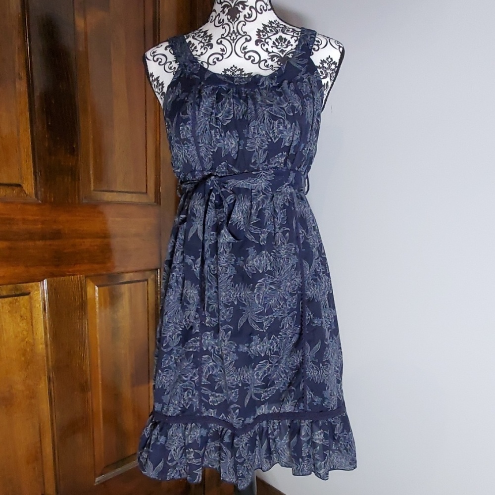 Passport Navy Blue Dress w/ Crochet Details